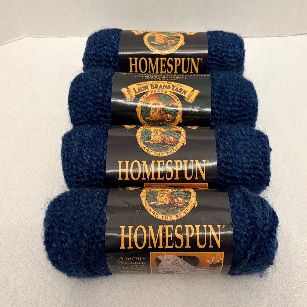 Lion Brand Homespun Yarn 302 Colonial Blue Bulky Textured 6oz 185yd Lot of 4